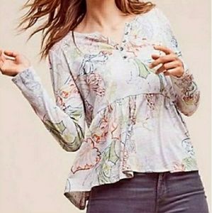 Anthropologie Meadow Rue Henley Swing Top XS